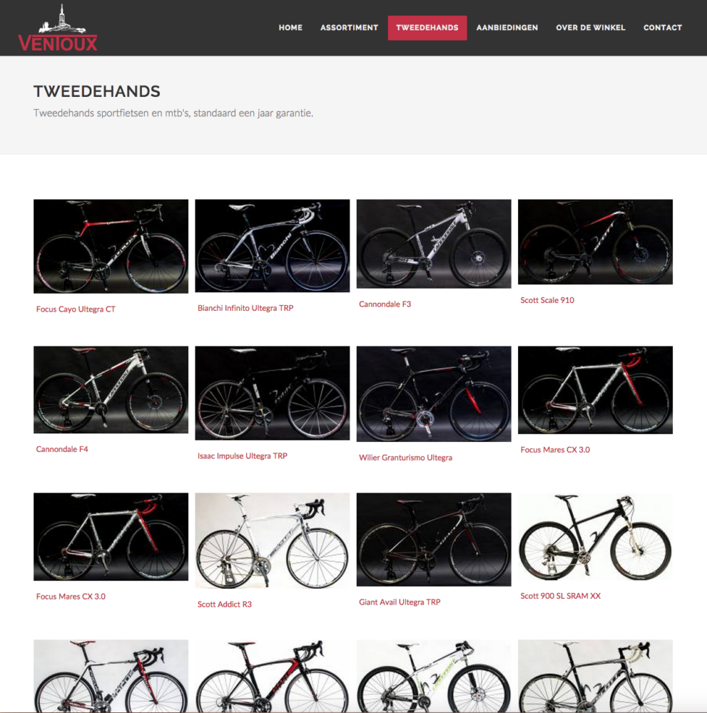 Foto galerie tweedehands fietsen, webdesign Henk van Mierlo, Tilburg